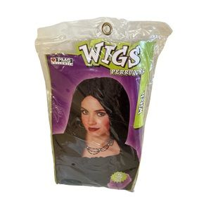 (NEW IN BAG) Black 24” Long Vampiress Witch Elvira Wig Adult Halloween Costumes